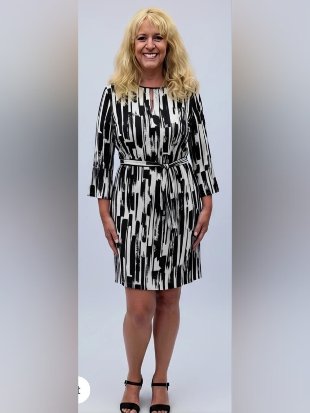 Tahari Black White Dress W Tie NWT 138$ Size 10 Lined Zip Back